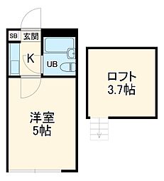 プラザ・ドゥ・シュバリエ 2階1Kの間取り