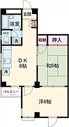 JR埼京線 浮間舟渡駅 徒歩6分の賃貸マンション 3階2DKの間取り