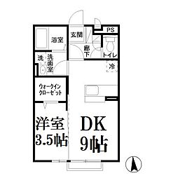 レグルス 1階1DKの間取り