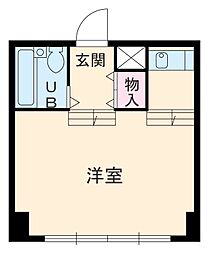 中根第2ビル 4階ワンルームの間取り