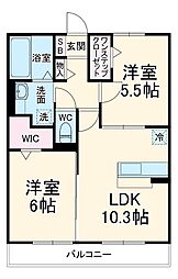 ブライトＡ 3階2LDKの間取り