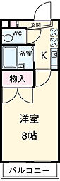 グローリ大島 3階1Kの間取り