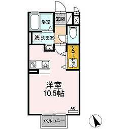 JR中央本線 春日井駅 徒歩20分の賃貸アパート 1階ワンルームの間取り
