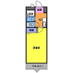 クレスト住吉 1階1Kの間取り