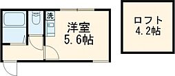 ドミール西が丘 2階ワンルームの間取り
