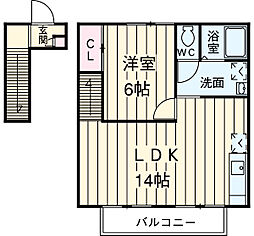 JR京浜東北・根岸線 大宮駅 バス10分 中川坂上下車 徒歩5分の賃貸アパート 2階1LDKの間取り