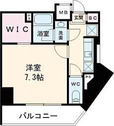 ザ・パークハビオ赤羽 8階1Kの間取り