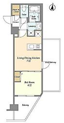 JR京浜東北・根岸線 赤羽駅 徒歩7分の賃貸マンション 6階1DKの間取り