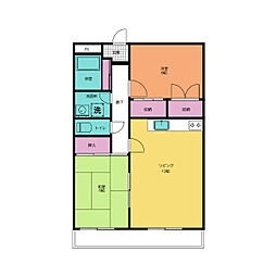 JR中央本線 春日井駅 徒歩25分の賃貸マンション 3階2LDKの間取り