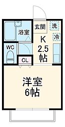 ベルハーモニー 101 1階1Kの間取り