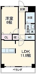 リアライズ稲永駅前 4階1LDKの間取り