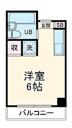 丸英行徳コーポ 3階ワンルームの間取り