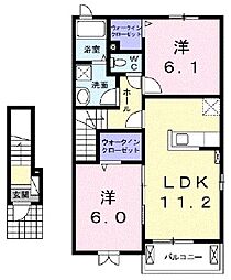 メゾンレーヴ 2LDKの間取図画像