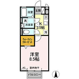 メルベーユ・メゾン 1階1Kの間取り