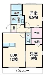 JR東海道本線 浜松駅 バス12分 遠鉄大蒲西下車 徒歩5分の賃貸アパート 2階2LDKの間取り