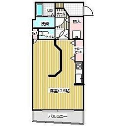 大安ヒルズ 1階ワンルームの間取り