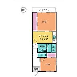 エクステンションヨコエ 3階2DKの間取り
