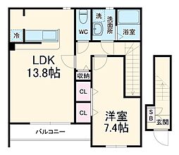 カサ・ミラ 2階1LDKの間取り