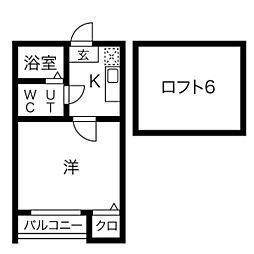 ラピュタ7 1階1Kの間取り