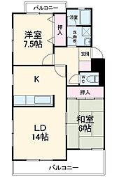 JR中央本線 勝川駅 バス7分 春日井高校前下車 徒歩2分の賃貸マンション 1階2LDKの間取り