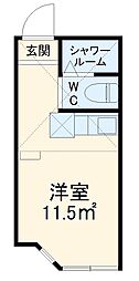 京急本線 京急鶴見駅 徒歩11分の賃貸アパート 1階ワンルームの間取り