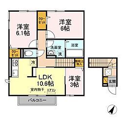 La Forte （ラ・フォルテ）　Ｎ棟 2階3LDKの間取り