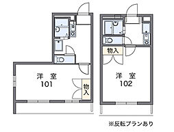レオパレスグリーンロード1 1Kの間取図画像