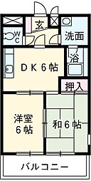 エルグランデ味美 4階2DKの間取り