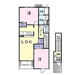 ウエストピークIV 2階2LDKの間取り
