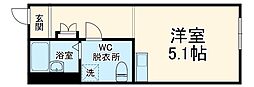 相鉄本線 星川駅 徒歩12分の賃貸アパート 2階ワンルームの間取り