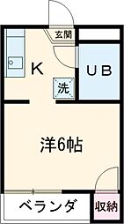 タートルヒル 1階1Kの間取り