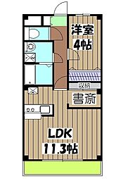 Ｂｅｌｌ　ｄｅｍｅｕｒｅ石灘 4階1LDKの間取り
