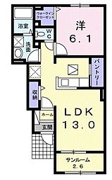 富士泉シティハウス 1LDKの間取図画像