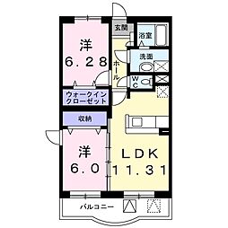 プロムナード　ベル 4階2LDKの間取り