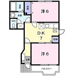 フローラ7　Ｂ 1階2DKの間取り