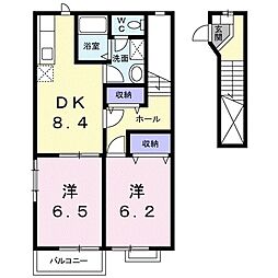 グリーンフィールド 2DKの間取図画像