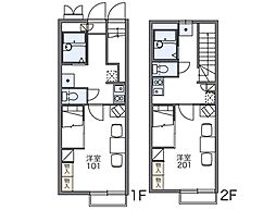 JR上越線 高崎問屋町駅 徒歩12分の賃貸アパート 2階1Kの間取り