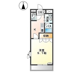 ポンテ　アルト 2階1Kの間取り