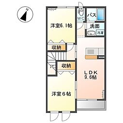 シャトー・カルム 2階2LDKの間取り