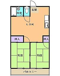 グリーンハイツ銀嶺 2LDKの間取図画像
