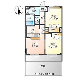 東武小泉線 西小泉駅 徒歩34分の賃貸アパート 1階2LDKの間取り