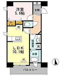 東急田園都市線 用賀駅 徒歩17分の賃貸マンション 3階1LDKの間取り