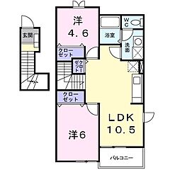 アビタシオン　キク 2階2LDKの間取り