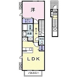 ミストラルＢ 2階1LDKの間取り
