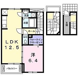 湘南新宿ライン高海 倉賀野駅 徒歩25分の賃貸アパート 3階1LDKの間取り