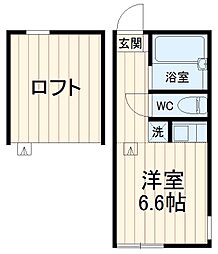 京急本線 上大岡駅 バス9分 関下車 徒歩2分の賃貸アパート 1階ワンルームの間取り