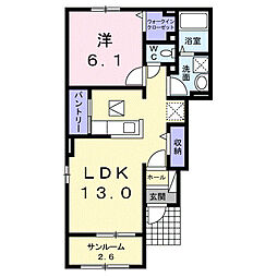 クレール　ポルト 1階1LDKの間取り