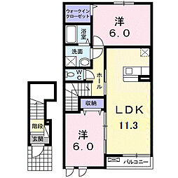 ノーブルB 2LDKの間取図画像