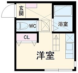 ヒルズ上大岡 2階ワンルームの間取り