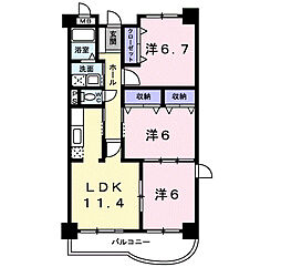 クラール 2階3LDKの間取り